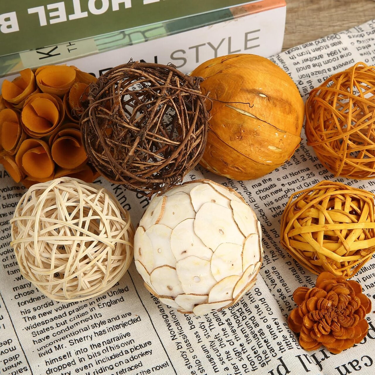 6 pcs Fall Decorative Bowl & Vase Filler Balls For Home Decor